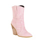 Cowgirl Chic High Heel Ankle Boots - Trendy Denim and Leather Boots for Women Country in My Heart
