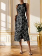 🌹 Slit Rose Round Neck Sleeveless Midi Dress FitiqueFit