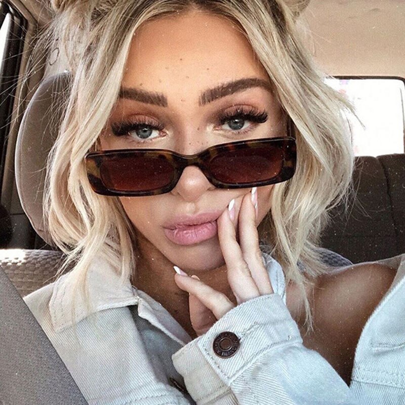 Trend Small Frame Sunglasses Female Square Sunglasses Olive Green Colorful Ins Street Shot Glasses