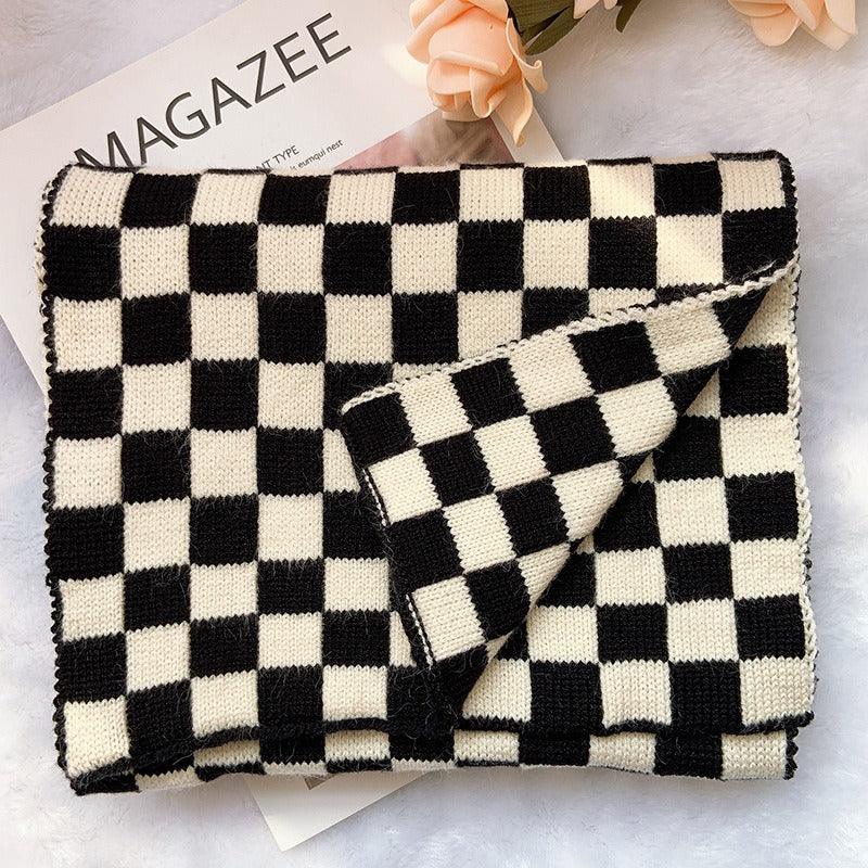 Cowgirl Chic Checkerboard Knitted Scarf – Stylish Winter Accessory for Cowgirls Country in My Heart