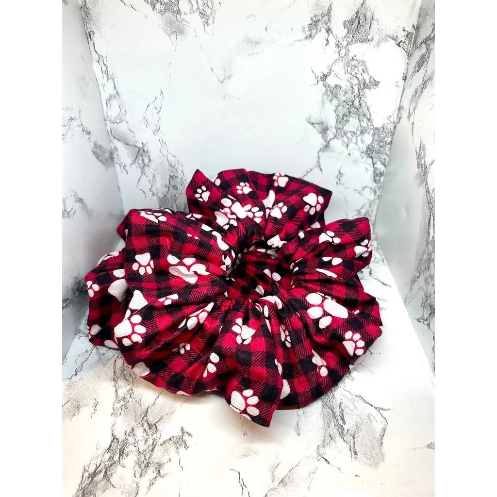 Paw Print Red Buffalo Christmas Scrunchie Enchanted Scrunch