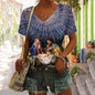 3D Printed Summer V-Neck T-Shirt for Men