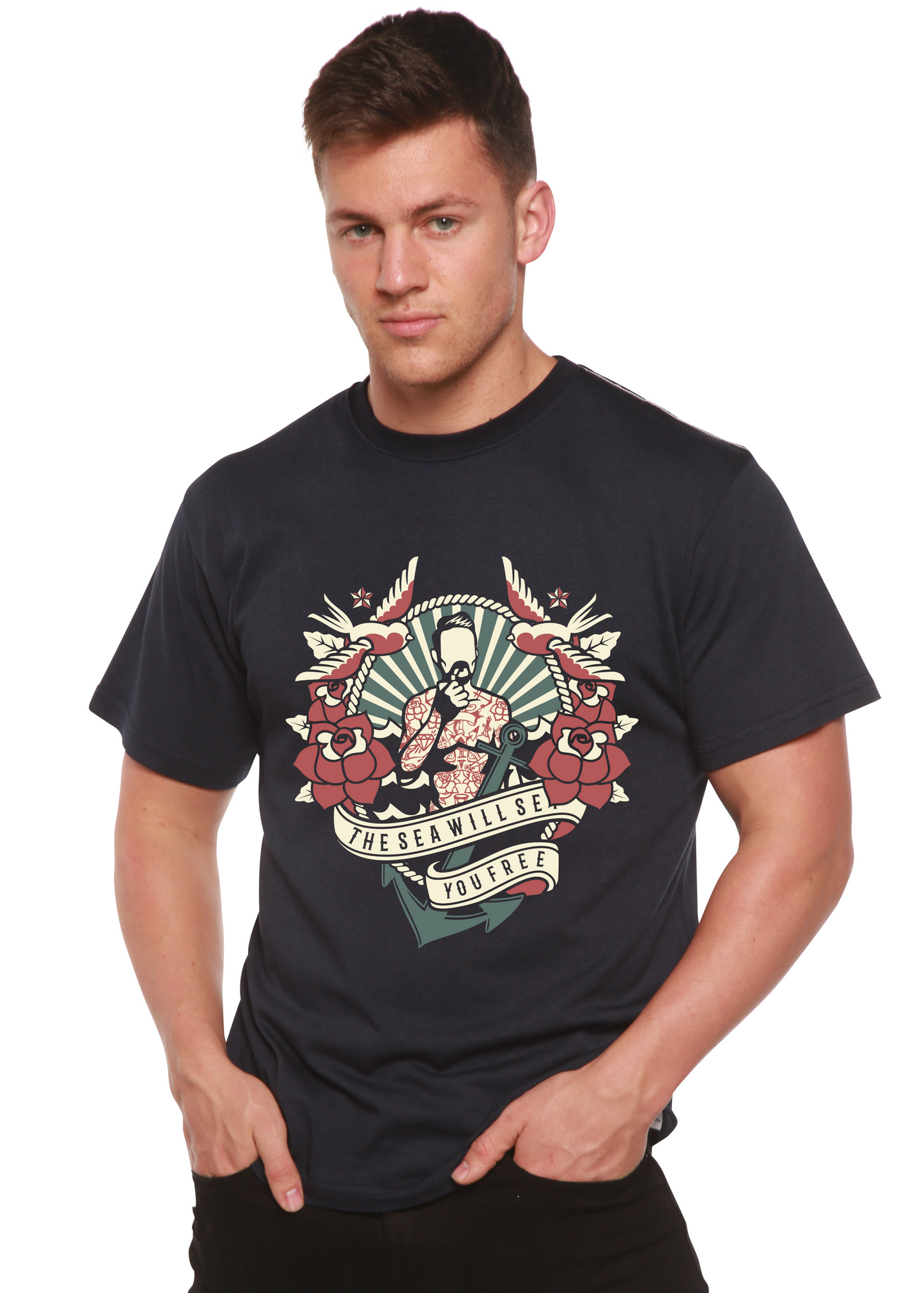 The Sea Will Spun Bamboo® Men's Bamboo Viscose/Organic Cotton Short Sleeve Graphic T-Shirt Spun Bamboo