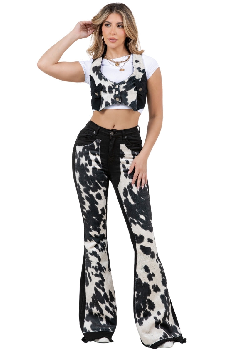 Rodeo Bell Bottom Jean in Black GJG DENIM
