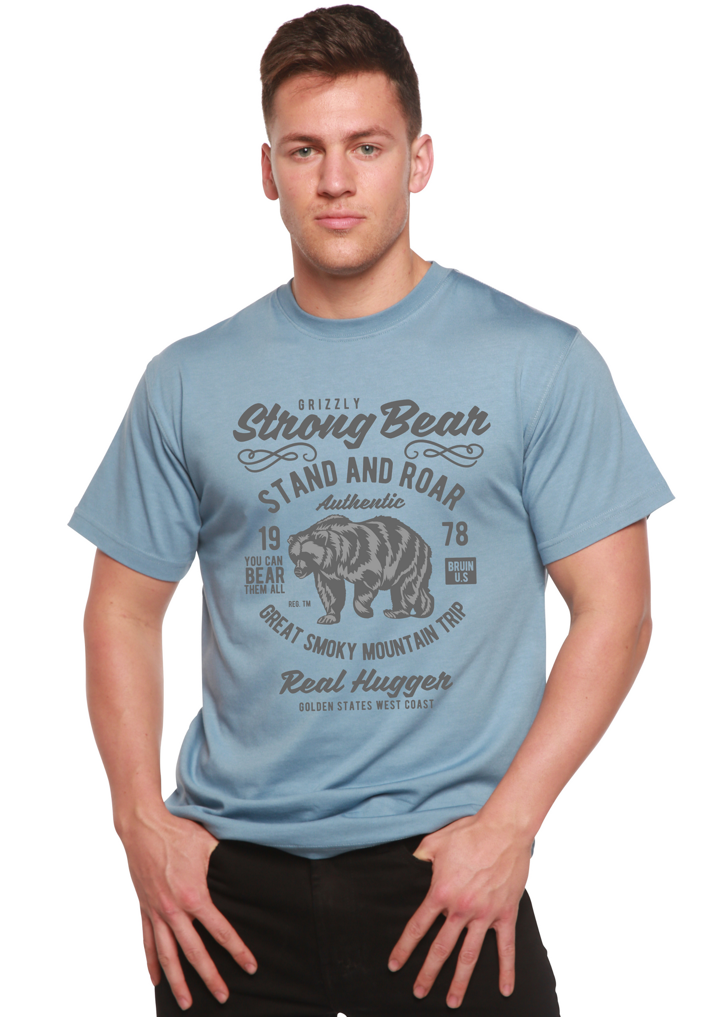 Strong Bear Spun Bamboo® Men's Bamboo Viscose/Organic Cotton Short Sleeve Graphic T-Shirt Spun Bamboo