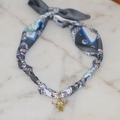 No Bull in Gray Scarf Necklace Deep South Originals
