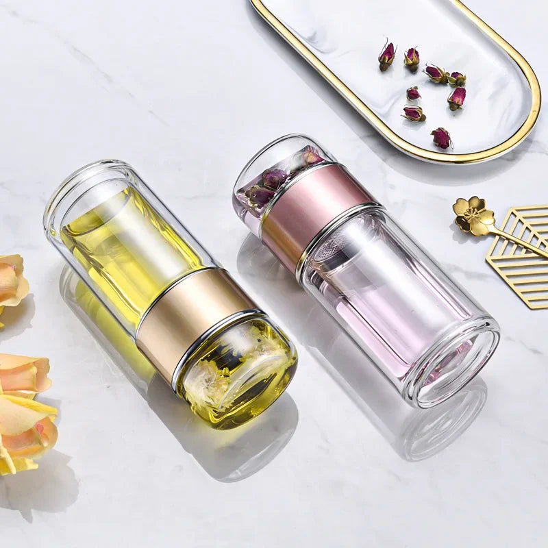 Double Wall Glass Tea Infuser Bottle ViralGalleria.com