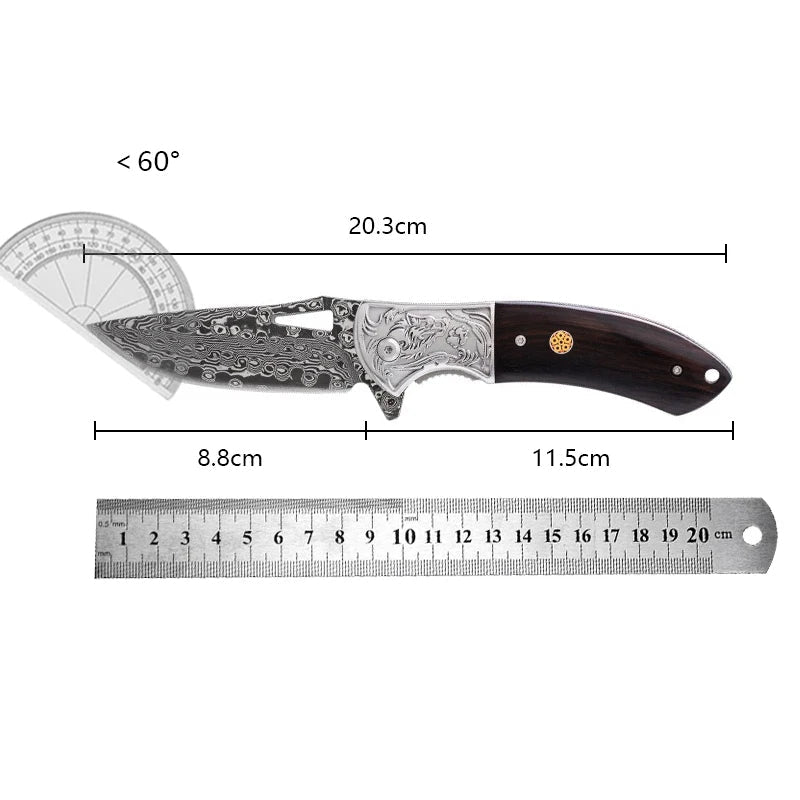 Damascus Steel Folding Knife ViralGalleria.com