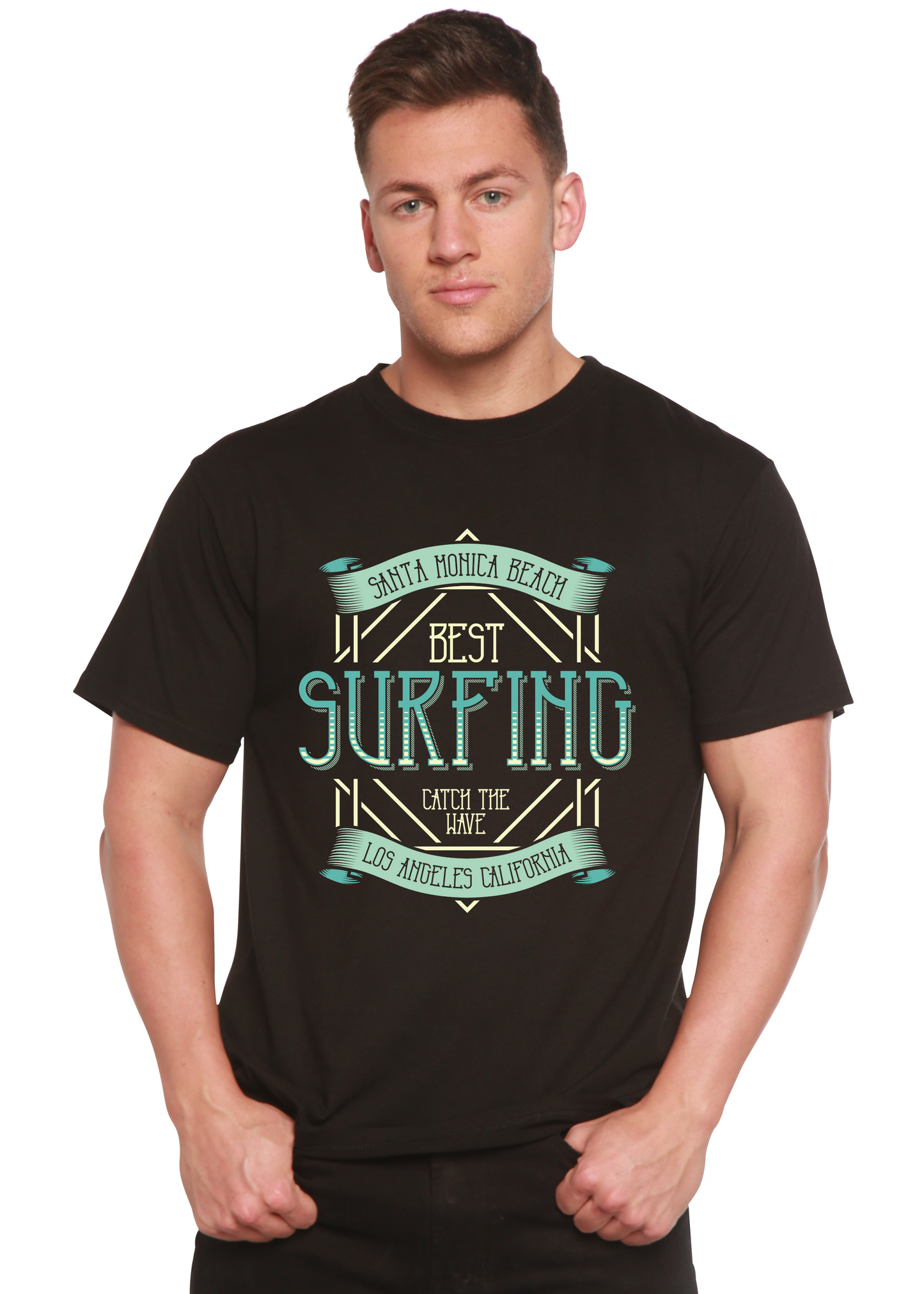 Best Surfing Men's Bamboo Viscose/Organic Cotton Short Sleeve Graphic T-Shirt Spun Bamboo