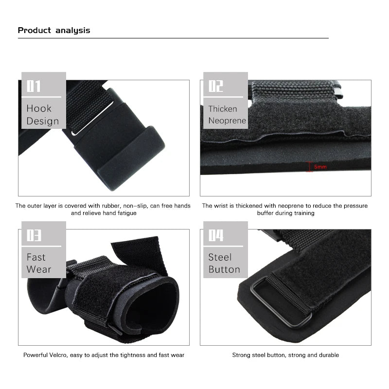 Weight Lifting Hooks with Wrist Straps ViralGalleria.com