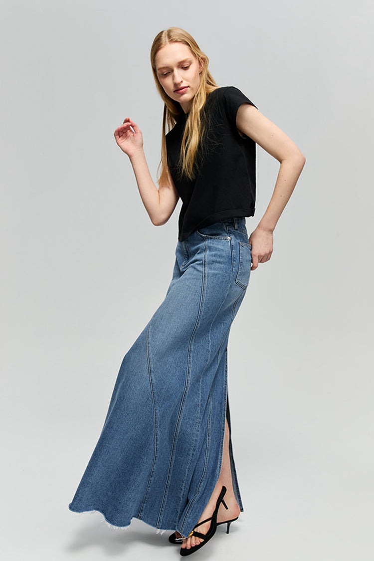 Ocean Wave Denim Skirt HJ821 Hey Joanie