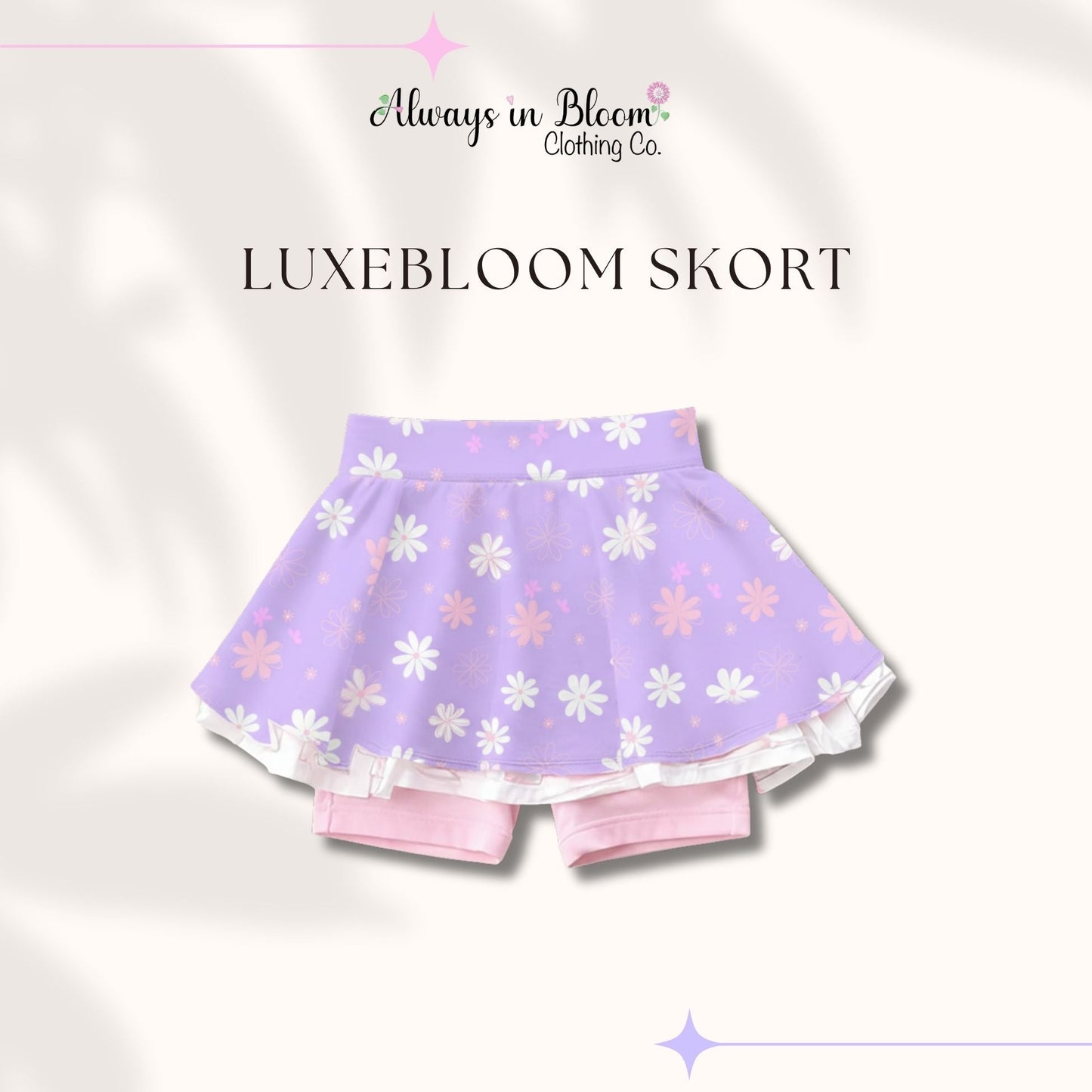 LuxeBloom Skort - Purple Daisies Always In Bloom Clothing Co