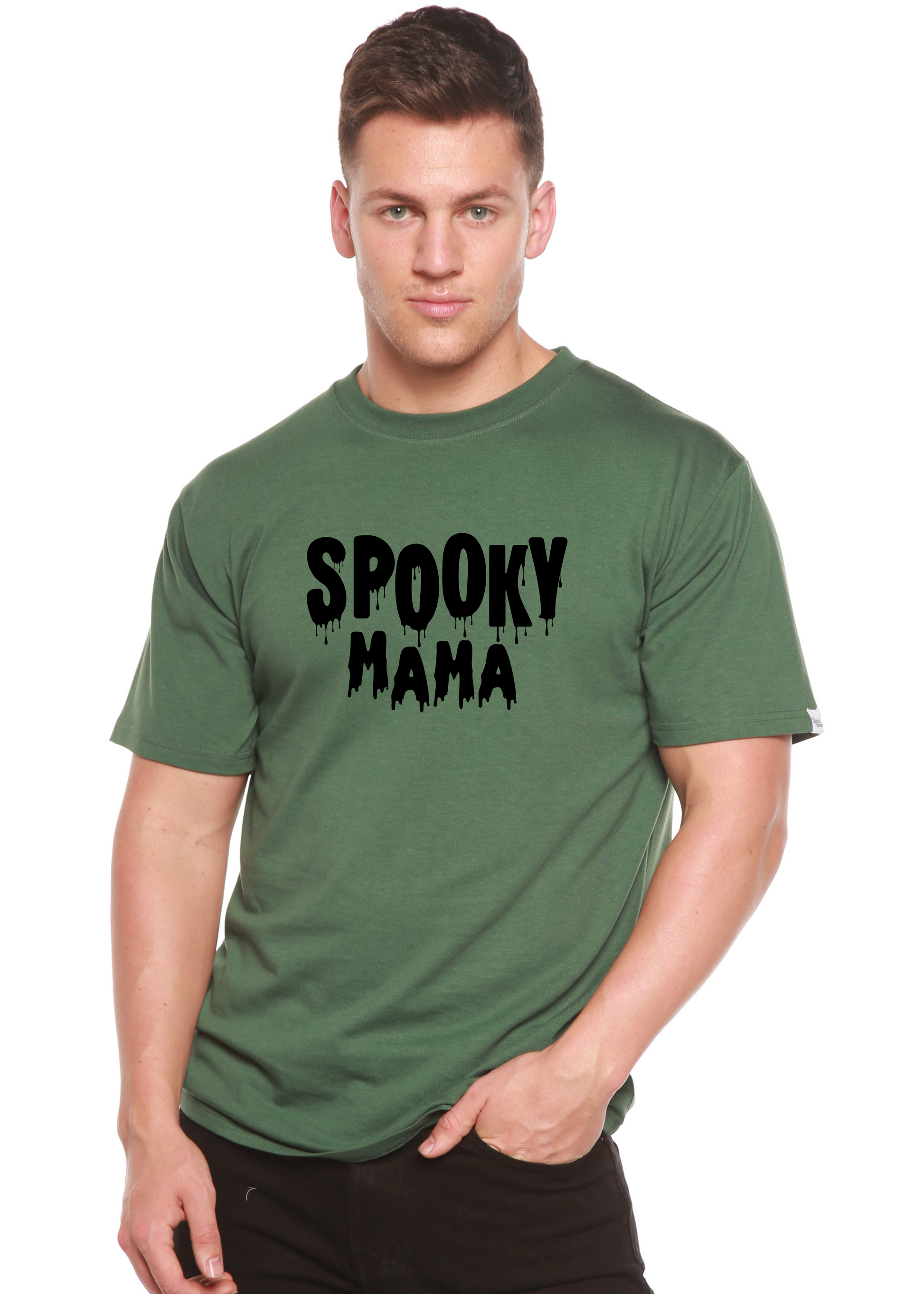 Spooky Mama Halloween Men's Bamboo Viscose/Organic Cotton Short Sleeve Graphic T-Shirt Spun Bamboo