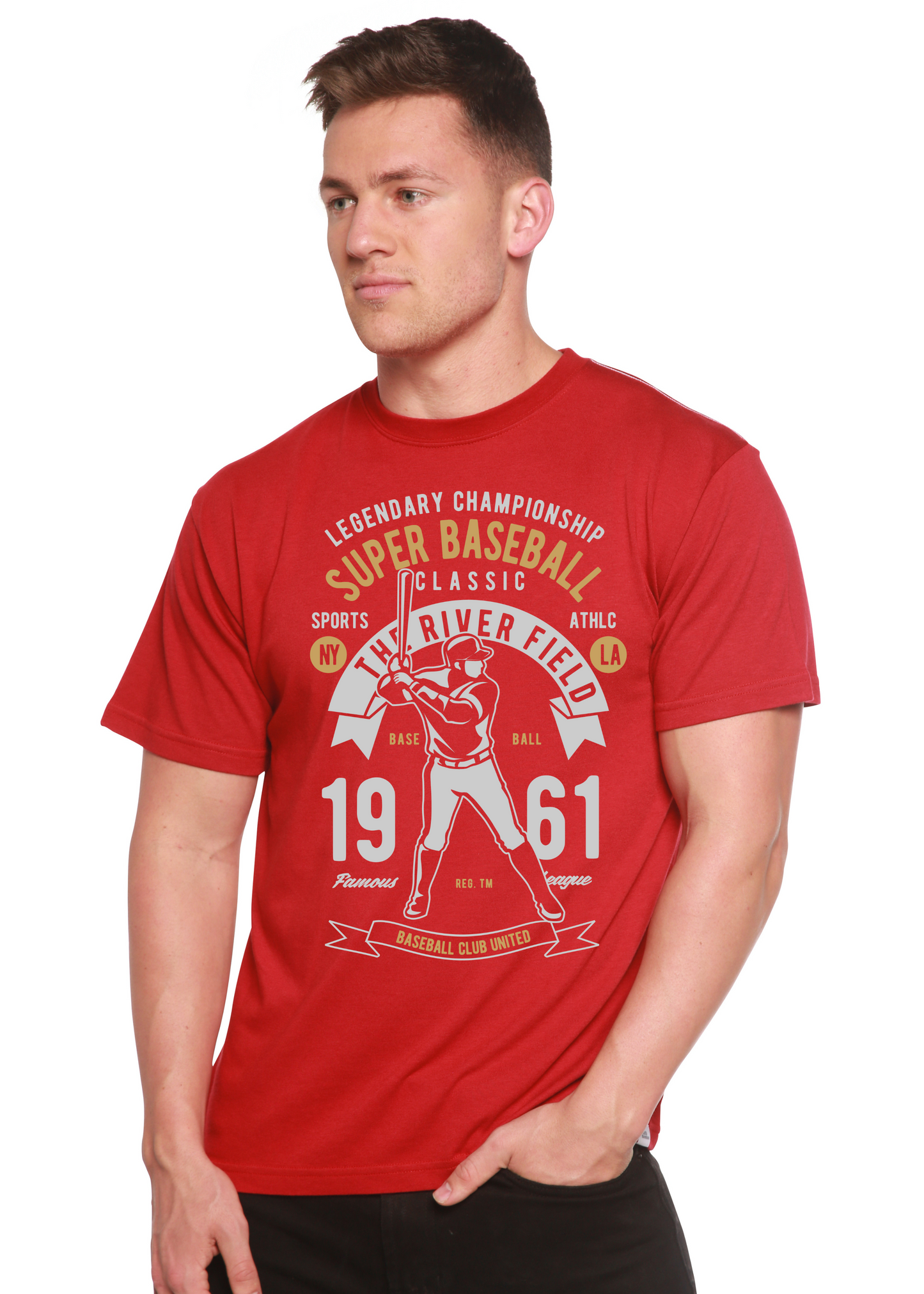 Super Baseball Spun Bamboo® Men's Bamboo Viscose/Organic Cotton Short Sleeve Graphic T-Shirt Spun Bamboo