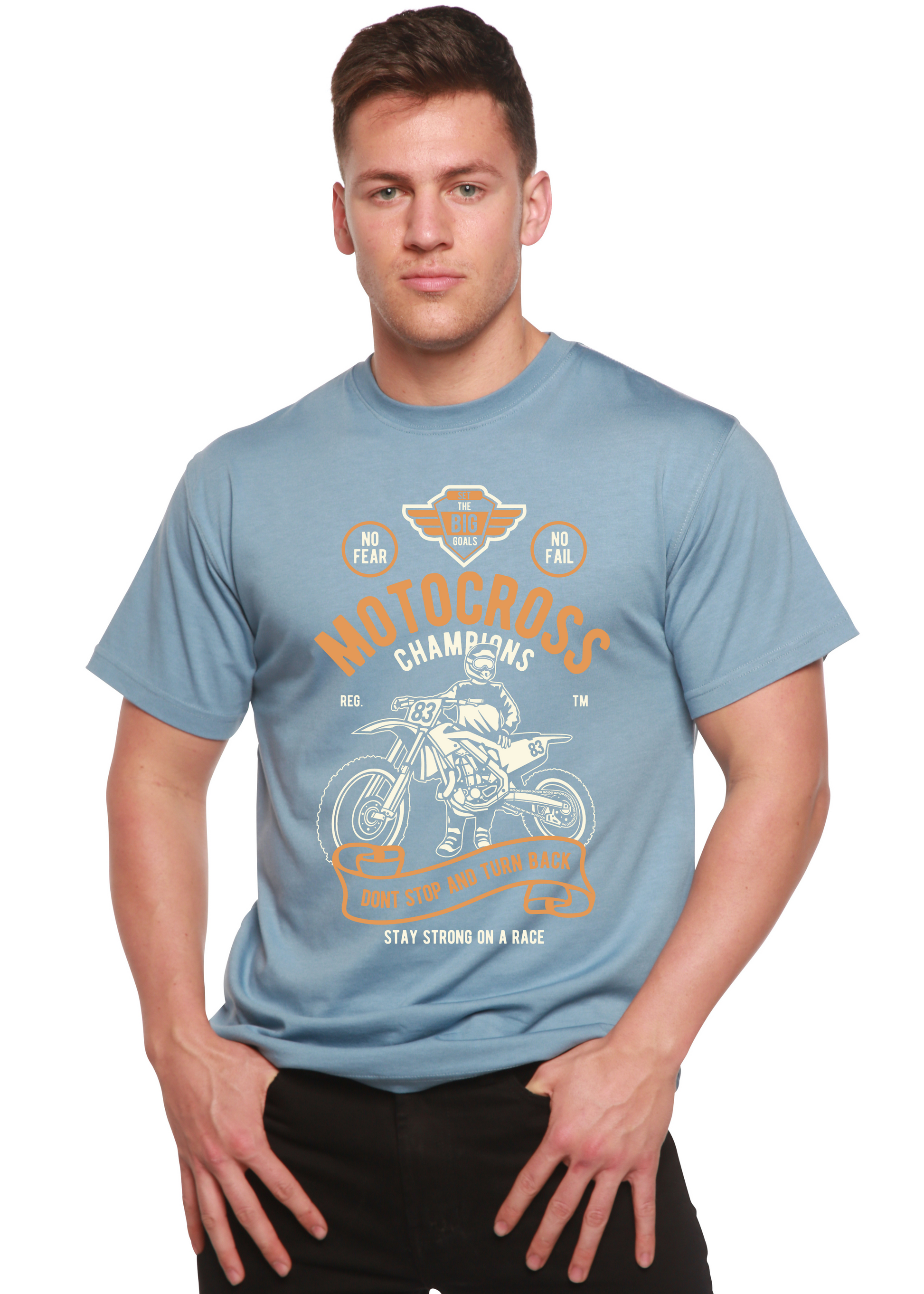 Motocross Champions Men's Bamboo Viscose/Organic Cotton Short Sleeve Graphic T-Shirt Spun Bamboo