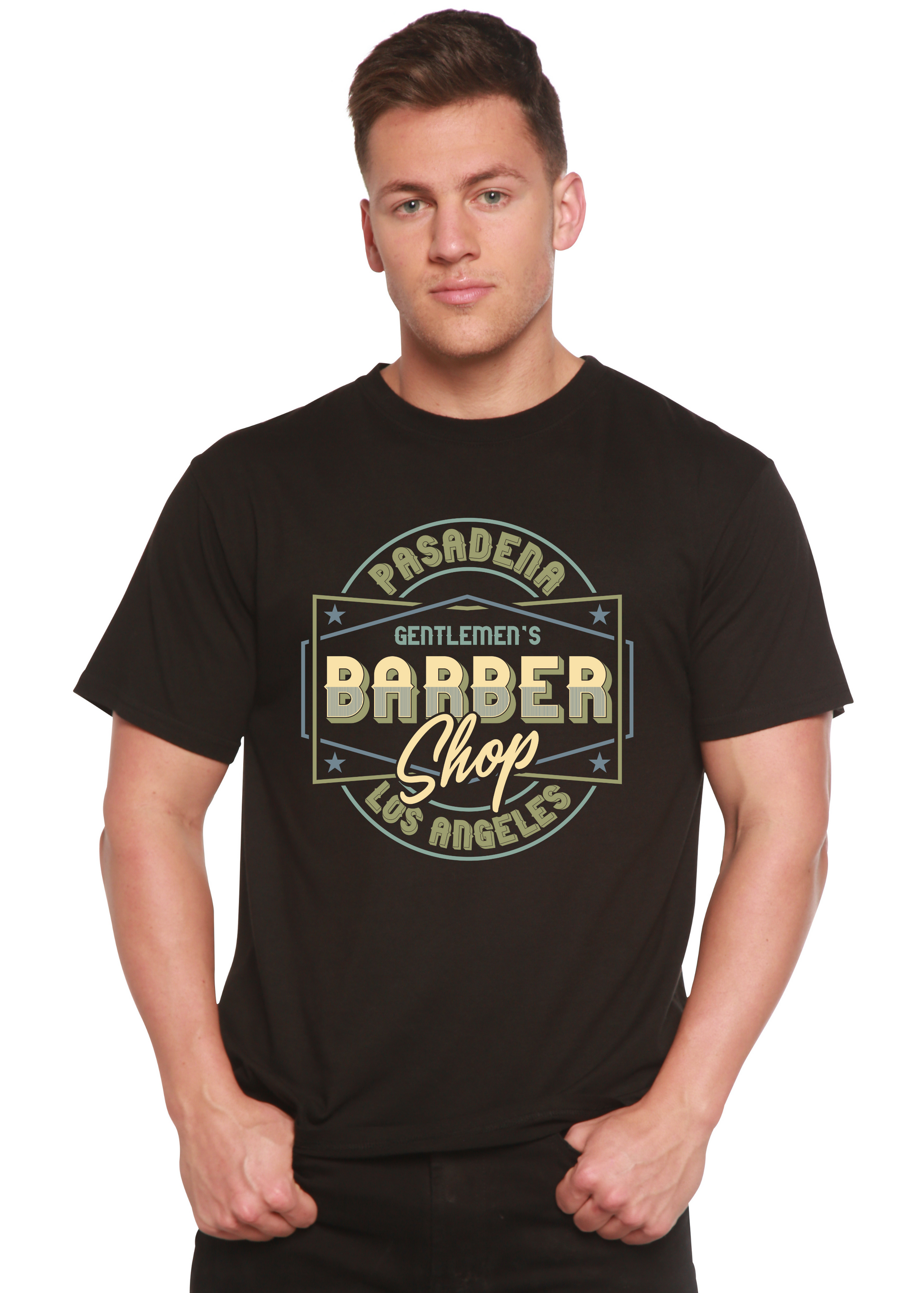 Gentlement's Barber Shop Men's Bamboo Viscose/Organic Cotton Short Sleeve Graphic T-Shirt Spun Bamboo