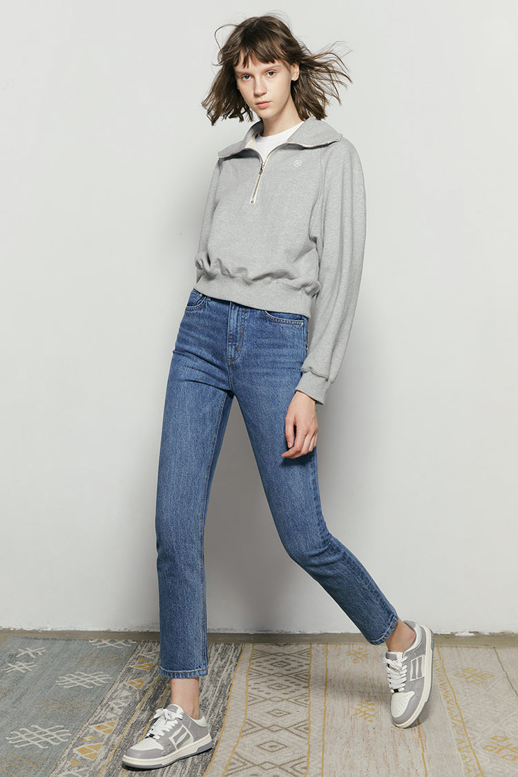 Two Shots High Rise Straight Crop Jeans HJ013 Hey Joanie
