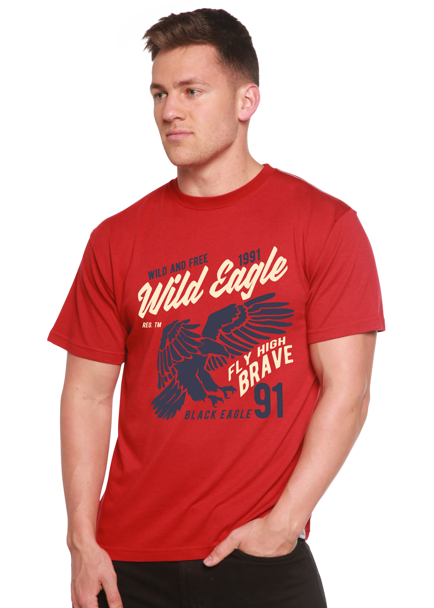 Wild Eagle Spun Bamboo® Men's Bamboo Viscose/Organic Cotton Short Sleeve Graphic T-Shirt Spun Bamboo