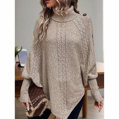 Women's Asymmetry Hem Turtleneck Sweater FitiqueFit