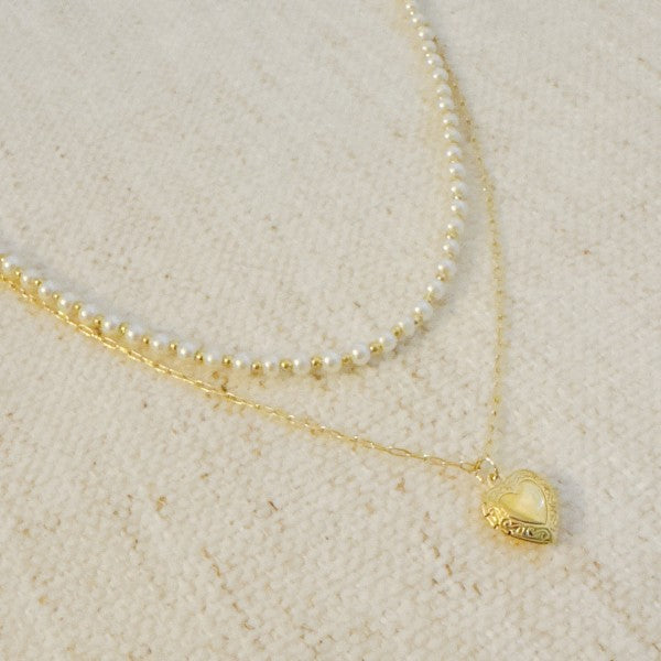 Pearls And Heart Locket Layered Necklace Shop Style & More | Fresh Looks, Everyday Deals & Free Shipping