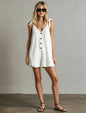 Women's V-Neck Sleeveless Jumpsuit – Cardigan Strap Cropped Straight-Leg FitiqueFit