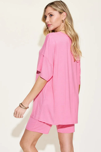Basic Bae Full Size V-Neck Drop Shoulder T-Shirt and Shorts Set New Era Fashion LLc