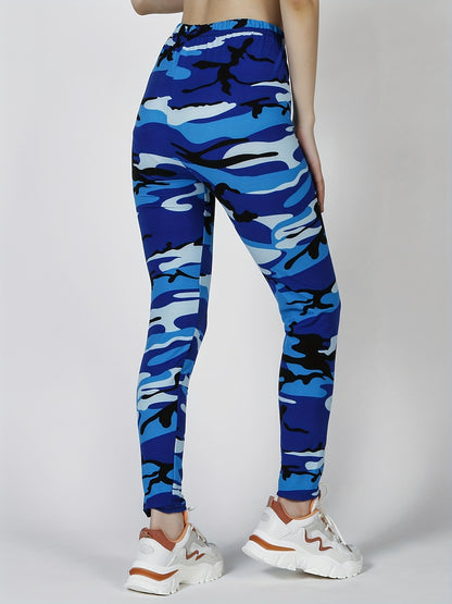 Camouflage Gray-Green Women's Casual Leggings, Cropped Length NovaCart