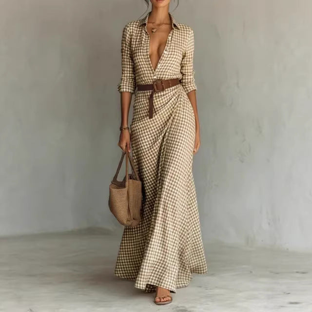 Women's Belted Irregular Pleated Dress FitiqueFit