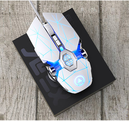 Silvery Carved Wired Mouse for E-Sports Gaming, Silent and Sound Chicken-Eating Mouse Macro for Desktops and Laptops NovaCart