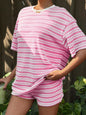 Striped Short Sleeve Top and Shorts Set New Era Fashion LLc