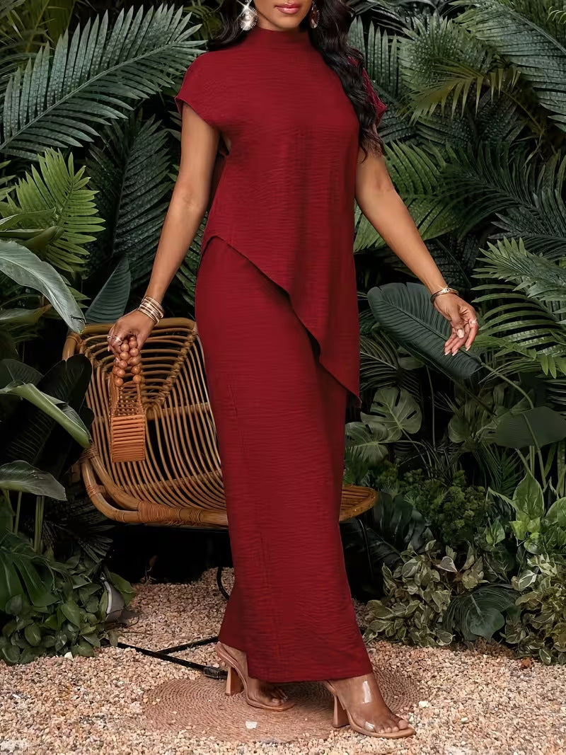 Asymmetrical Sleeveless Top & Pants Set – Women’s Two-Piece FitiqueFit