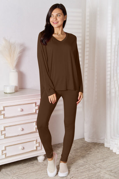 Basic Bae Full Size V-Neck Soft Rayon Long Sleeve Top and Pants Lounge Set New Era Fashion LLc