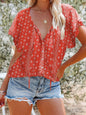 Full Size Floral Print V-Neck Shirt Plus Size New Era Fashion LLc