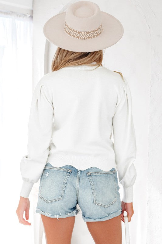 Floral Embroidered Scallop Hem Sweater Shop Style & More | Fresh Looks, Everyday Deals & Free Shipping