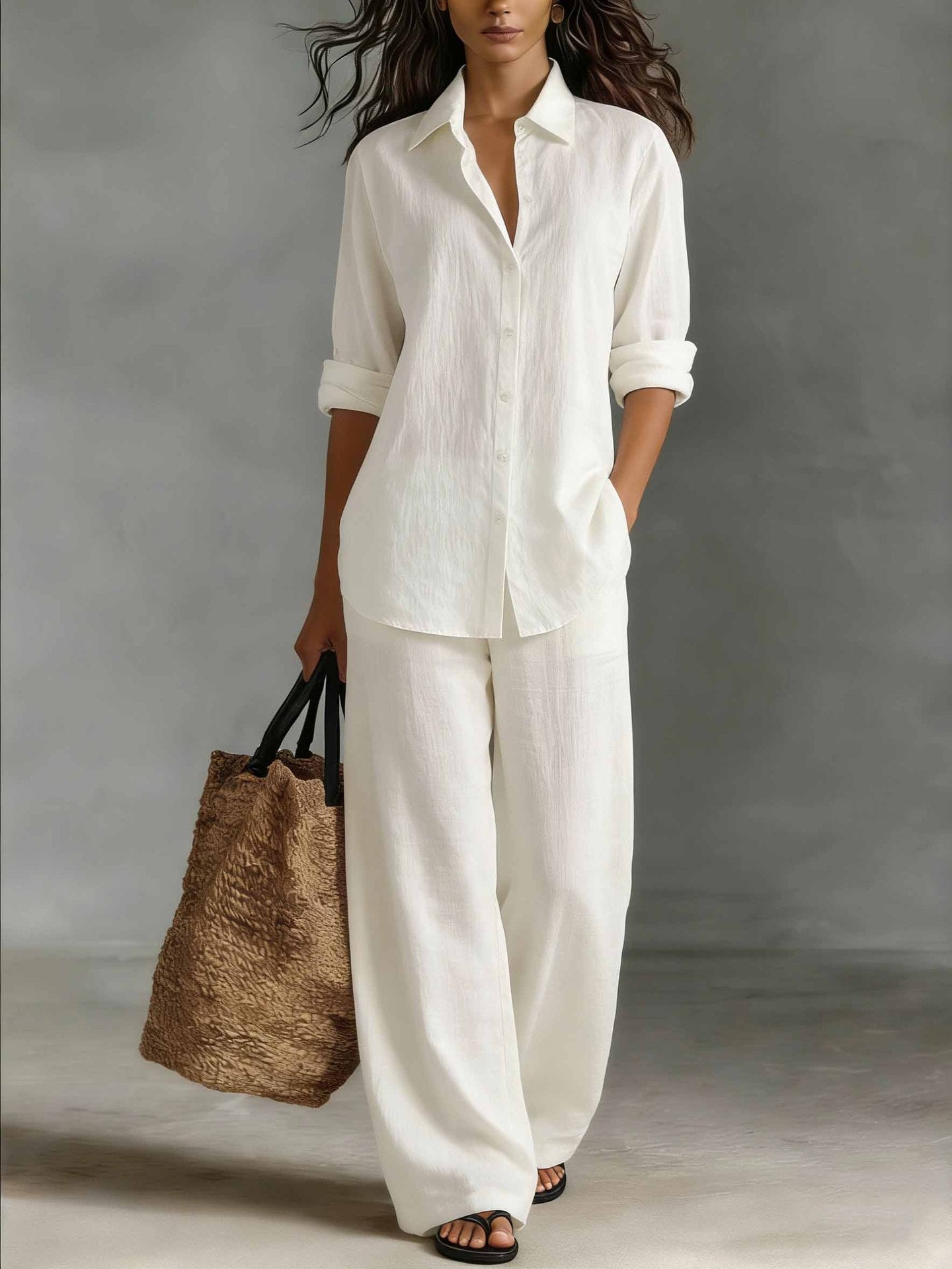 Women's Bohemian Cotton-Linen Top & Pants Set – Resort Lounge Co-ord FitiqueFit