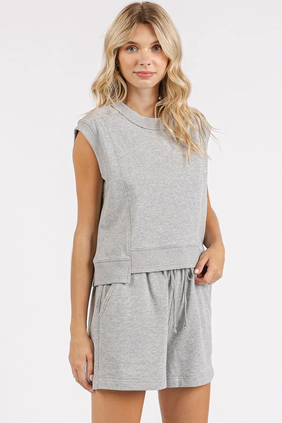 Mittoshop French Terry Crew Neck Top and Shorts Set West2East Surf