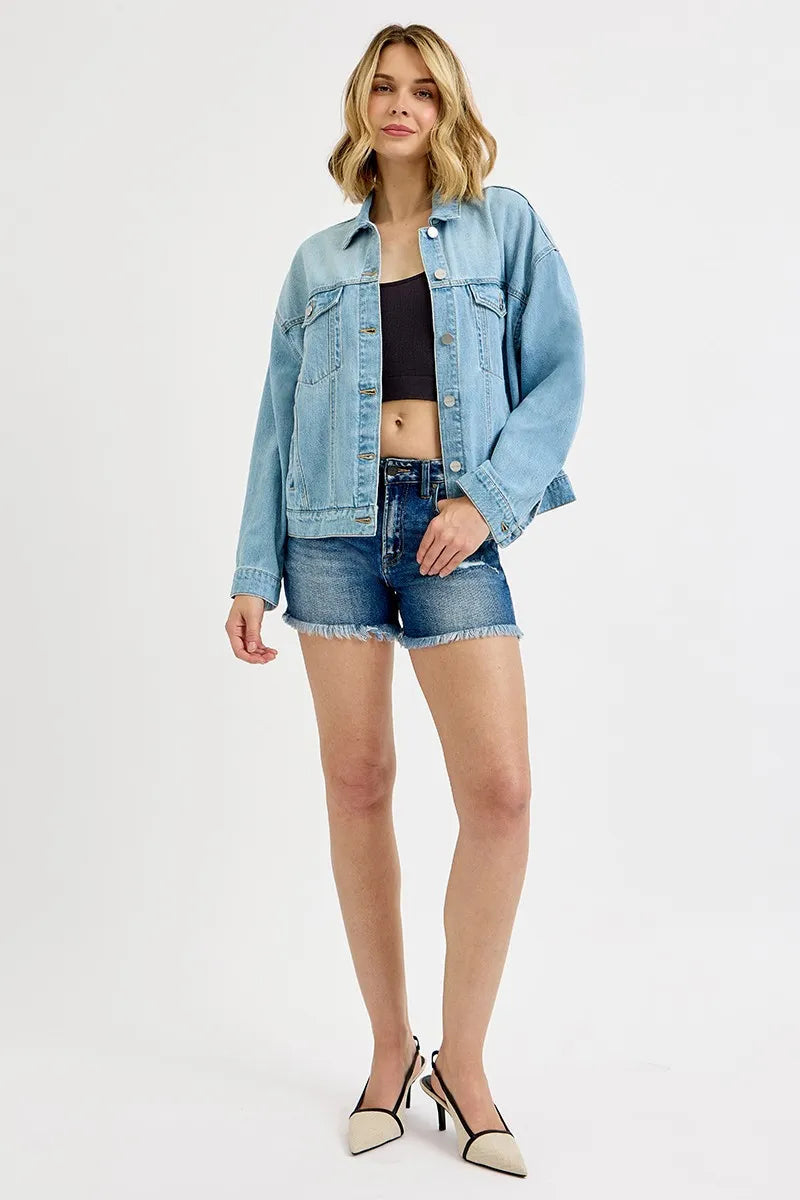 RISEN Washed Dropped Shoulder Denim Jacket West2East Surf