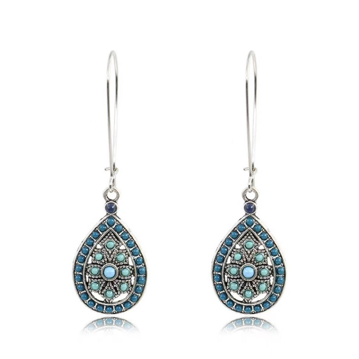 Boho Teardrop Earrings Alloy Ethnic Beads Flower Earrings Colorful Ear Jewelry NovaCart