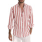 Striped Print Shirt Casual Loose Long-sleeved Shirt Men's Clothing SnagBag