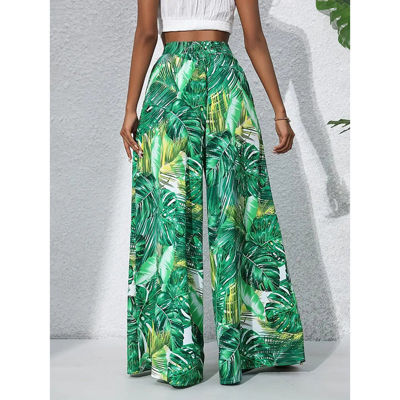 Women’s Printed High‑Waist Wide‑Leg Palazzo Pants FitiqueFit