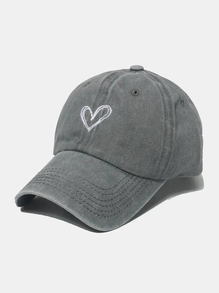 Embroidered Heart Washed Cotton Baseball Cap New Era Fashion LLc