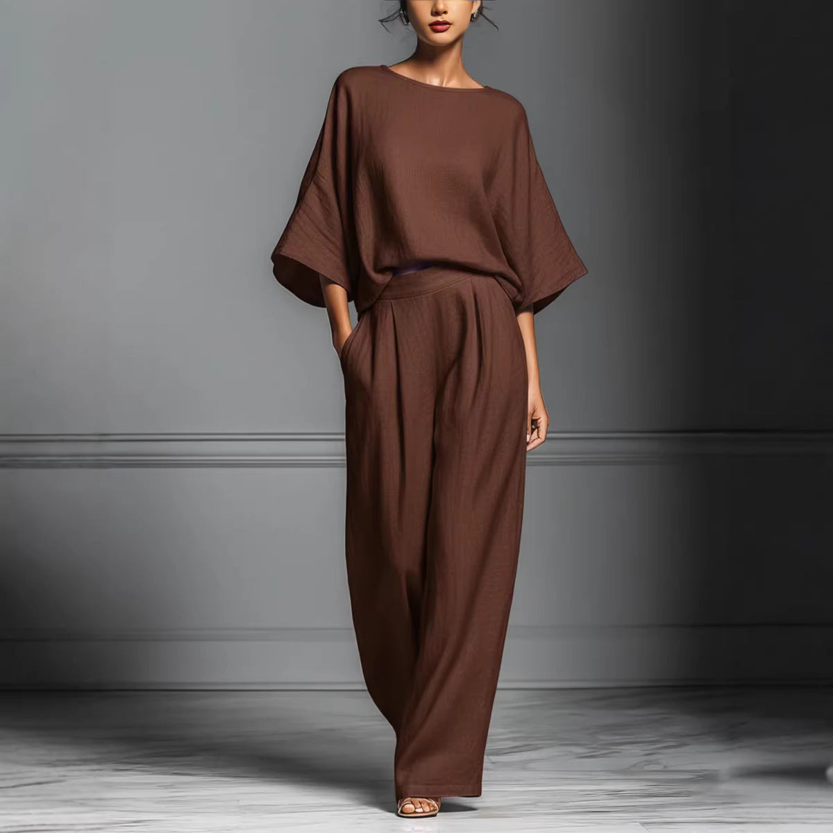 Women’s Flared-Sleeve Linen Suit Two Piece Set FitiqueFit
