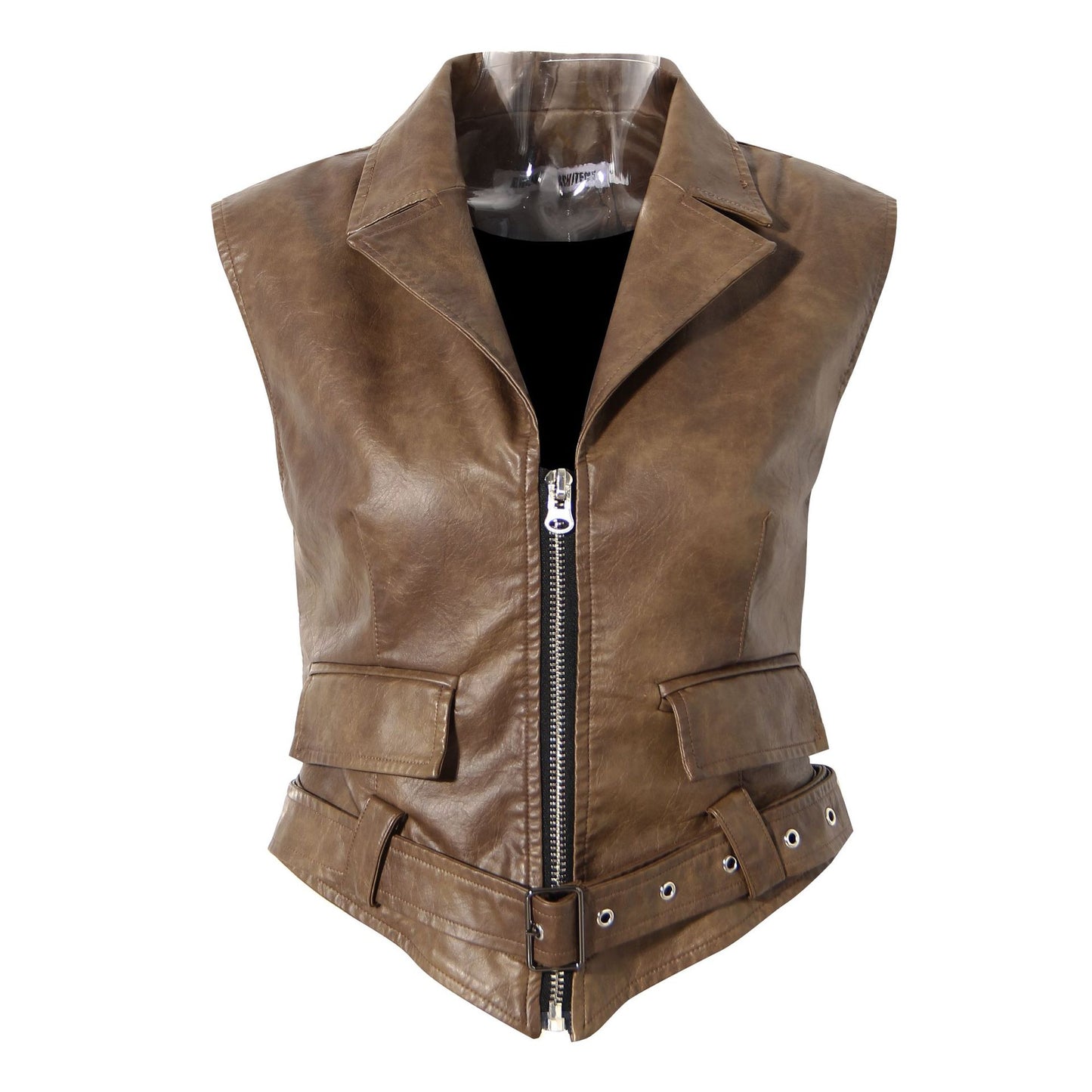 Niche Design Two-piece Coat Cape Stitching PU Handsome Waist-tight Jacket See size chart under “more details” The Fashion Celestial