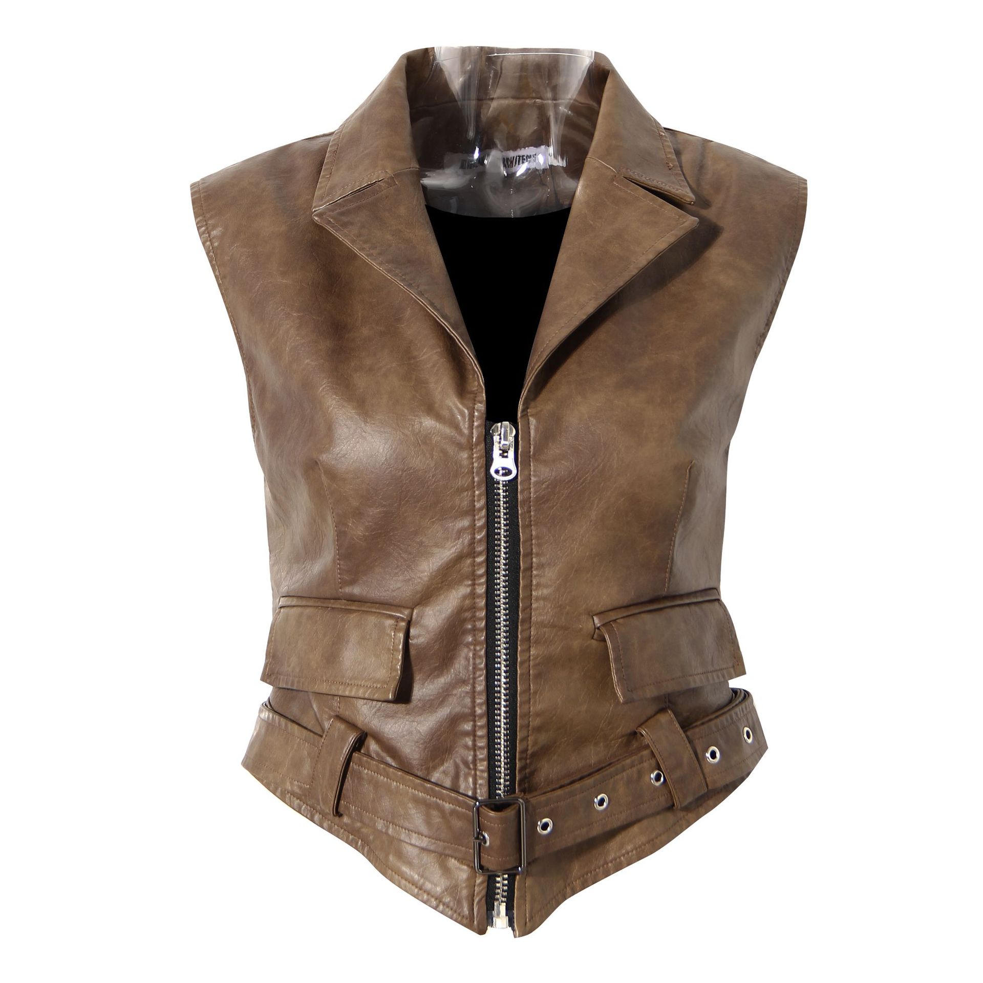Niche Design Two-piece Coat Cape Stitching PU Handsome Waist-tight Jacket See size chart under “more details” The Fashion Celestial