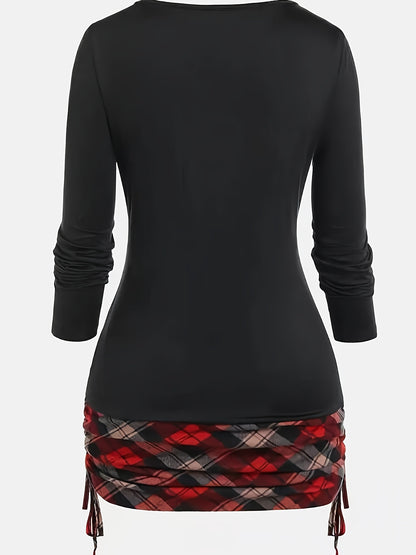 2022 Autumn/Winter New Arrival Women's Printed Faux 2pcs Long Sleeve T-Shirt for Cross-Border Independent Stores NovaCart