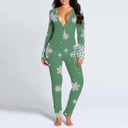 Printed Button Tight Jumpsuit For Women Grayceful LLC