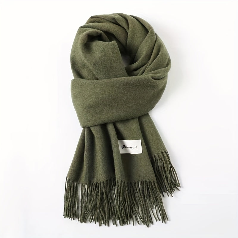 Solid Color Tassel Scarf, Hand Wash Only, Elegant Fringe Shawl for Women, Fashion Accessory NovaCart
