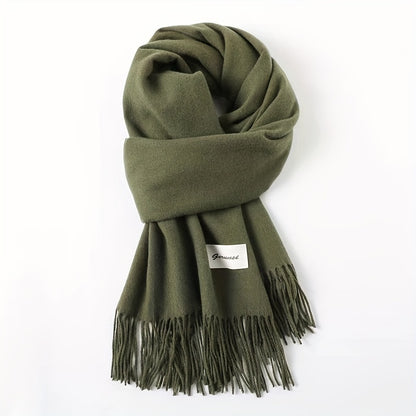 Solid Color Tassel Scarf, Hand Wash Only, Elegant Fringe Shawl for Women, Fashion Accessory NovaCart