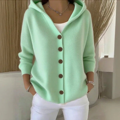 Women’s Button-Down Hoodie Cardigan Sweater Coat FitiqueFit