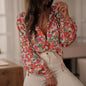 Boho Floral V-Neck Drawstring Blouse FitiqueFit